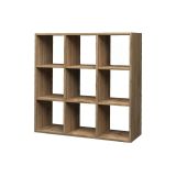 Libreria Rodrigo, Mobile con ripiani, Biblioteca da ufficio, 100% Made in Italy, Rovere, cm 90x25h90