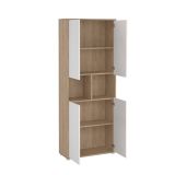 Libreria Roseline, Scaffale da ufficio, Mobile portalibri, Biblioteca, 34x80 h205 cm, Rovere e Bianco