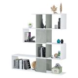 Libreria salvaspazio bianca e cemento 145x145h cm - Aracnidi
