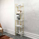 Libreria salvaspazio bianca e oro 45x180h cm - Giraffa