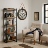 Libreria salvaspazio quercia e nera 60x180h cm - Demetria