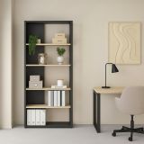 Libreria salvaspazio rovere e grigia 79x204h cm - MuGuiying