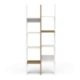 Libreria Saone, Scaffale da ufficio, Mobile portalibri, Biblioteca, 76x33 h183 cm, Rovere e Bianco