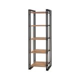 Libreria Sol, Scaffale da ufficio, Mobile portalibri, Biblioteca, Quercia e Nero, 60x35h180 cm