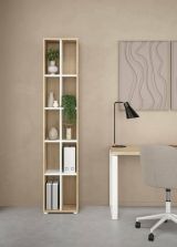 Libreria Sophie, Scaffale da ufficio, Mobile portalibri, Biblioteca, 34x41 h205 cm, Rovere e Bianco