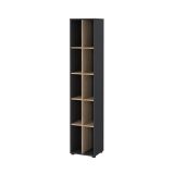 Libreria Sophie, Scaffale da ufficio, Mobile portalibri, Biblioteca, 34x41 h205 cm, Rovere e Grigio