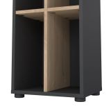 Libreria Sophie, Scaffale da ufficio, Mobile portalibri, Biblioteca, 34x41 h205 cm, Rovere e Grigio