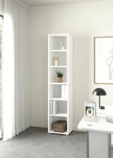 Libreria Sylvaine, Scaffale da ufficio, Mobile portalibri, Biblioteca, 40x47 h222 cm, Bianco