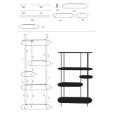 Libreria Verde Ottanio 5 Ripiani Installazione a Terra 11x40x132h cm, Utilizzabile Come Divisorio Locale - Gana