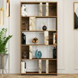 Libreria verticale noce e bianca marmo 90x180h cm - Scapolita