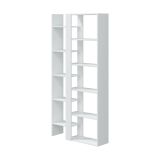 Libreria Waukegan, Scaffale da ufficio a 11 ripiani, Mobile portalibri, Biblioteca, 78x25h162 cm, Bianco lucido