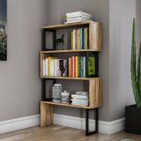 Libreria Wezen, Scaffale da ufficio, Mobile portalibri, Biblioteca, 80x22h128 cm, Noce