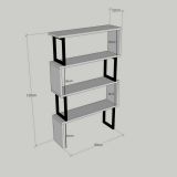 Libreria Wezen, Scaffale da ufficio, Mobile portalibri, Biblioteca, 80x22h128 cm, Noce