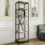 Libreria Yildun, Scaffale da ufficio, Mobile portalibri, Biblioteca, 50x30h180 cm, Quercia e Nero