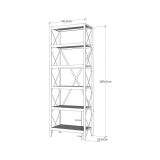 Libreria Yildun, Scaffale da ufficio, Mobile portalibri, Biblioteca, 50x30h180 cm, Quercia e Nero