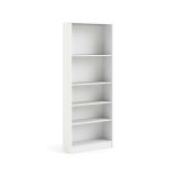 Libreria Zelie, Scaffale da ufficio, Mobile portalibri, Biblioteca, 79x27 h203 cm, Bianco