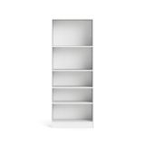 Libreria Zelie, Scaffale da ufficio, Mobile portalibri, Biblioteca, 79x27 h203 cm, Bianco
