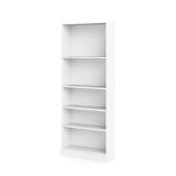 Libreria Zelie, Scaffale da ufficio, Mobile portalibri, Biblioteca, 79x27 h203 cm, Bianco