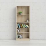 Libreria Zelie, Scaffale da ufficio, Mobile portalibri, Biblioteca, 79x27 h203 cm, Quercia
