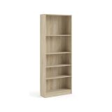 Libreria Zelie, Scaffale da ufficio, Mobile portalibri, Biblioteca, 79x27 h203 cm, Quercia