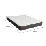 Materasso Matrimoniale Bianco Grigio Grado Rigidità Medio 200x180x22h cm, Misura Rete Compatibile 180x200 cm - Pizzone