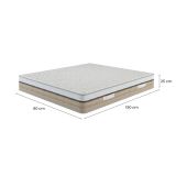 Materasso Singolo Bianco Grado Rigidità 8-10 Misura Rete Compatibile 80x190 cm 190x80x25h cm, Singolo Made in Italy - Palafea