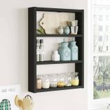 Mensola Albali, Scaffale, Ripiano a muro, Scaffalatura multiuso, 43x9h60 cm, Nero