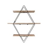 Mensola Autonoe, Scaffale, Ripiano a muro, Scaffalatura multiuso, 70x16 h60 cm, Oro e Nero