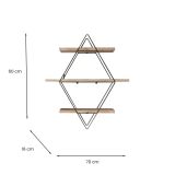 Mensola Autonoe, Scaffale, Ripiano a muro, Scaffalatura multiuso, 70x16 h60 cm, Oro e Nero