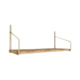 Mensola Avienda, Scaffale, Ripiano a muro, Scaffalatura multiuso, 45x16 h16 cm, Oro e Marrone