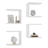 Mensola Bianco 4 Ripiani Modulabile,set da 4 Mensole 30x20x30h cm, - Striano