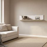 Mensola Bianco Anticato Marrone Rovere un Ripiano 120x19.5x22h cm, Portata Ripiani 5 - Picciano