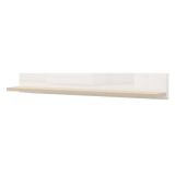 Mensola Bianco Lucido Marrone Rovere un Ripiano Sfumatura Colore Struttura Lucido 128x20x24h cm, Sfumatura Colore Struttura Rovere - Livo