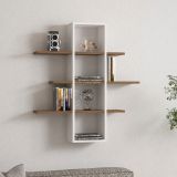 Mensola Bianco Marrone Noce 3 Ripiani Colore Struttura Marrone 96x20x101h cm, Sfumatura Colore Struttura Noce - Erbe