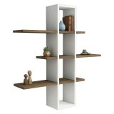 Mensola Bianco Marrone Noce 3 Ripiani Colore Struttura Marrone 96x20x101h cm, Sfumatura Colore Struttura Noce - Erbe