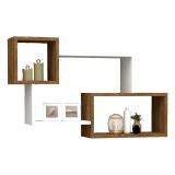 Mensola Bianco Marrone Noce 4 Ripiani Colore Struttura Marrone 91x22x51h cm, Sfumatura Colore Struttura Noce - Etnea