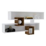 Mensola Bianco Marrone Rovere 4 Ripiani Colore Struttura Marrone 120x22x75h cm, Sfumatura Colore Struttura Rovere - Roddino