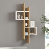 Mensola Bianco Marrone Rovere 8 Ripiani Colore Struttura Marrone 54x20x108h cm, Sfumatura Colore Struttura Rovere - Cupello