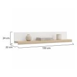 Mensola Bianco Marrone Rovere un Ripiano Sfumatura Colore Struttura Rovere 150x22x24h cm, Colore Struttura Marrone - Ollol
