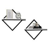 Mensola Bianco Nero 2 Ripiani set da 2 Mensole 42x15x42h cm, Colore Struttura Nero - Mordano
