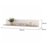 Mensola Bianco Opaco Marrone Rovere un Ripiano Sfumatura Colore Struttura Opaco 138x20x24h cm, Sfumatura Colore Struttura Rovere - Norbio