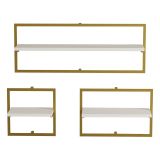 Mensola Bianco oro 3 Ripiani set da 3 80x20x30h cm, Colore Struttura oro - Gerano