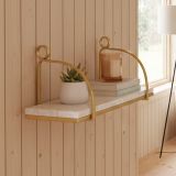 Mensola Bianco oro un Ripiano Colore Struttura oro 40x16x18h cm, - Paci