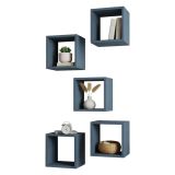 Mensola blu Ardesia 5 Ripiani Modulabile, set da 5 Mensole 30x30x24h cm, Sfumatura Colore Struttura Ardesia - Gianico