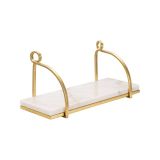 Mensola Bognanco, Scaffale, Ripiano a muro, Scaffalatura multiuso, 40x16 h18 cm, Bianco e Oro