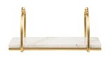 Mensola Bognanco, Scaffale, Ripiano a muro, Scaffalatura multiuso, 40x16 h18 cm, Bianco e Oro