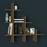 Mensola Caelum, Scaffale, Ripiano a muro, Scaffalatura multiuso, 82x18h80 cm, Noce