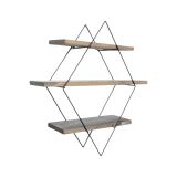Mensola Fidis, Scaffale, Ripiano a muro, Scaffalatura multiuso, 60x14 h60 cm, Noce e Nero