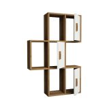 Mensola Lunara, Scaffale, Ripiano a muro, Scaffalatura multiuso, 50x20h113 cm, Noce e Bianco