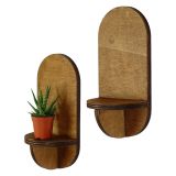 Mensola Marrone Naturale 2 Ripiani set da 2 13x9x26h cm, Sfumatura Colore Struttura Naturale - Buccheri